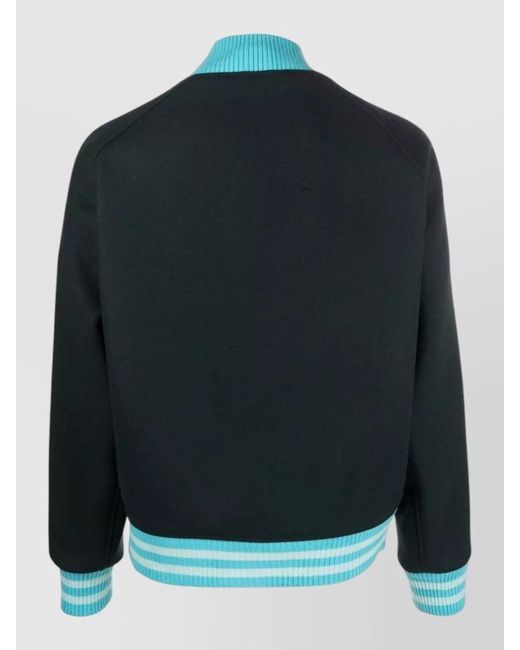 AWAKE NY Black Varsity Jacket Logo Band Collar Wool for men