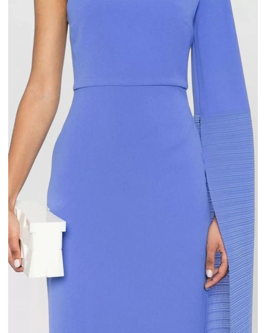 Solace London Blue Sylvia Asymmetric One Shoulder Maxi Dress