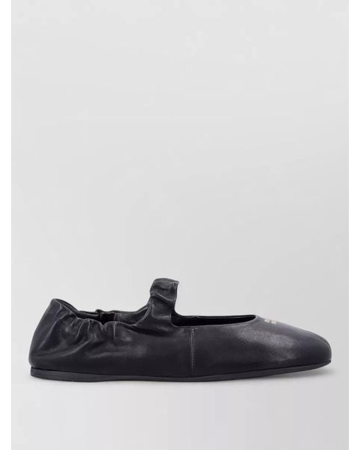 Miu Miu White Ballerina Shoes Elasticated Strap Round Toe