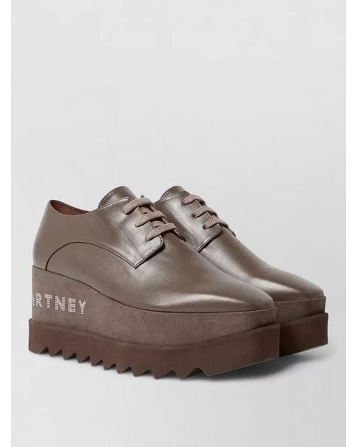 Stella McCartney Brown Elyse Lace Up Logo Wedge Derbies