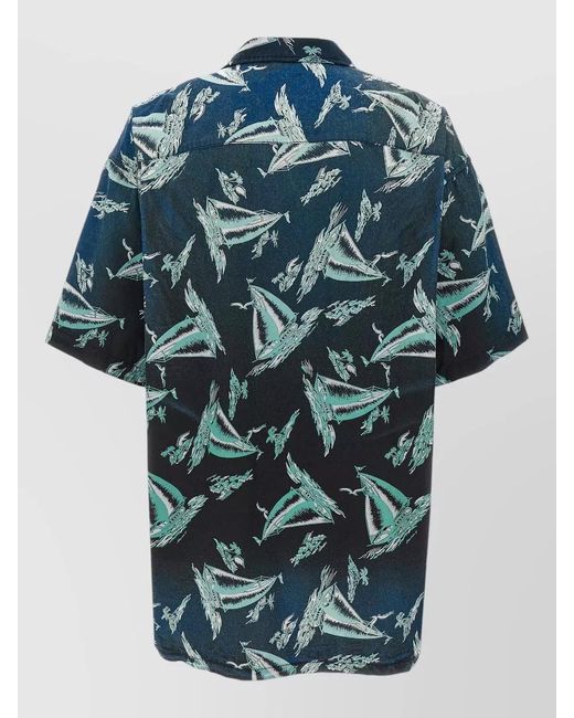 Maison Mihara Yasuhiro Blue Short Sleeve Shirt Chest Pocket Graphic for men
