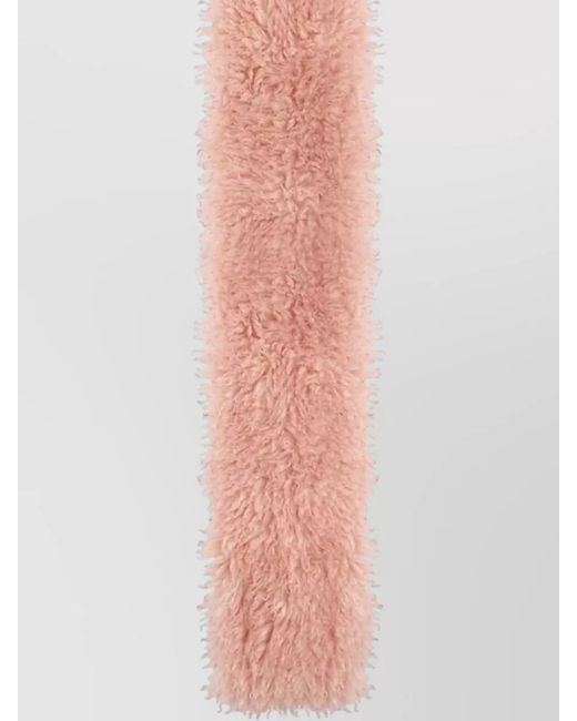Ganni White Recycled Polyester Long Faux Fur Scarf