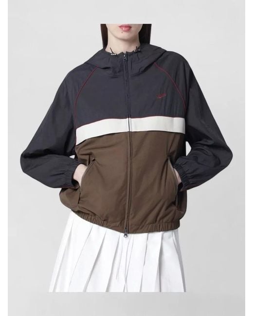 DUNST Blue Hooded Color Block Coat Elastic Finish