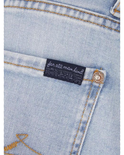 7 For All Mankind Blue Denim Trousers Faded Wash Five Pocket Design for men