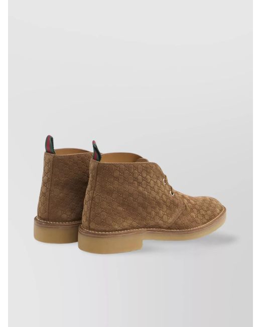 Gucci Brown Leather Lace-Up Ankle Boots for men