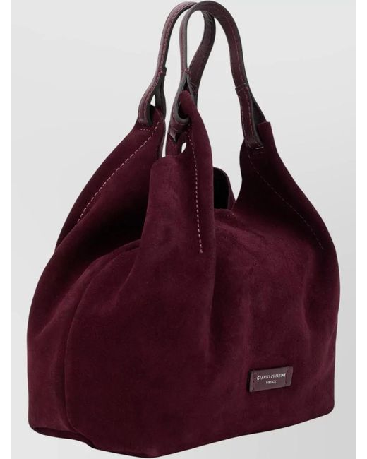 Gianni Chiarini Purple Suede Shoulder Bag Single Handle Silhouette