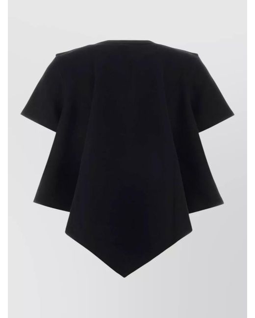 Loewe Blue Cotton Blend T Shirt Short Sleeves Asymmetric Hem