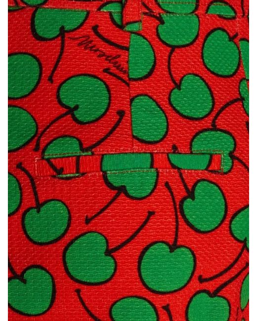 Moschino Cotton High-Rise Cherry-Print Tailored Shorts