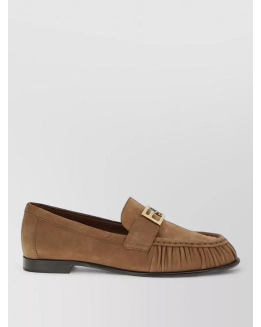 Fendi Brown Leather Slip-On Loafers