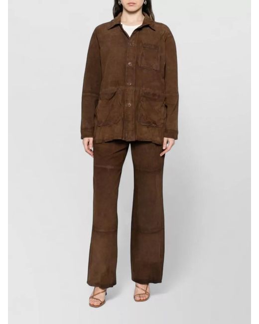 P.A.R.O.S.H. Brown Suede Fitted Jacket
