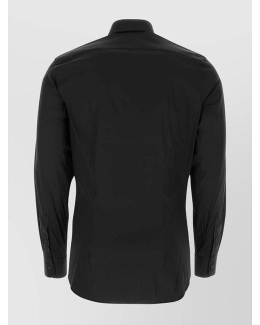 Prada Black Stretch Poplin Shirt for men