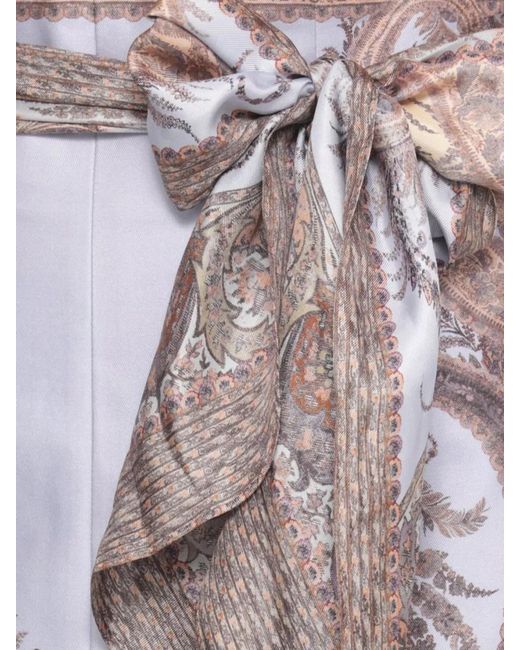 Zimmermann Gray High Waist Cotton Silk Paisley Print Shorts