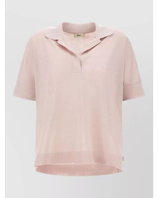 Herno Pink Cotton Jersey Polo Shirt Short Sleeves