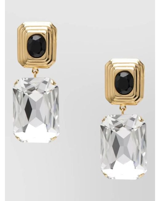 Alessandra Rich Metallic Crystal-Embellished Clip-On Earrings