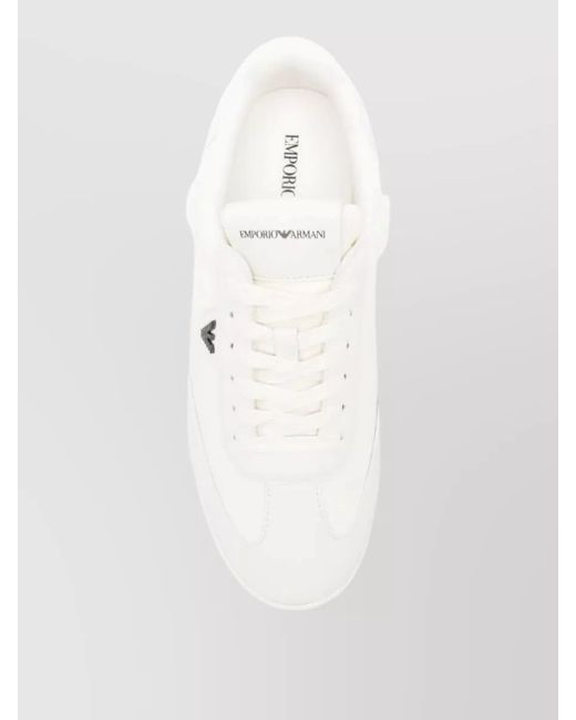 Emporio Armani White Leather Sneakers Low Top Round Toe for men