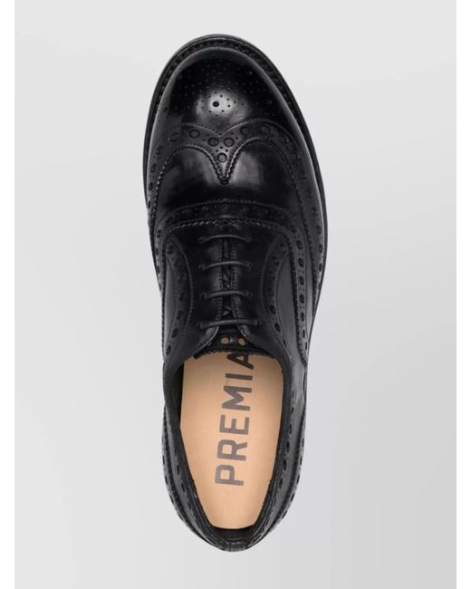Premiata Black Leather Oxford Shoes for men