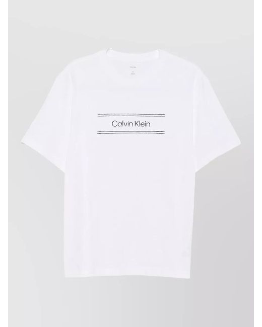 Calvin Klein White Graphic Logo T-Shirt Crew Neck Short Sleeves for men