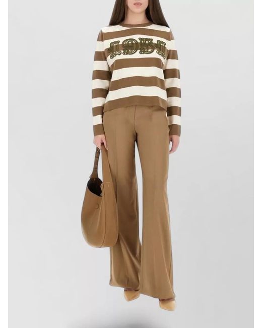 Max Mara Natural Viterbo Crew Neck Striped Knitwear