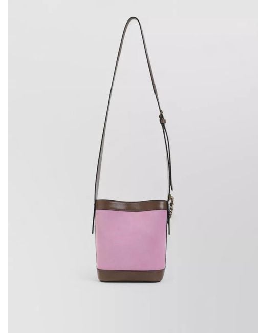 Versace Pink Mini Suede Bucket Bag Chain Detail
