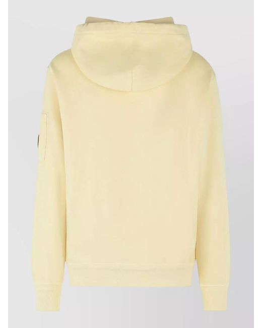 C P Company Yellow Hooded Sweater Arm Patch Front Pocket for men