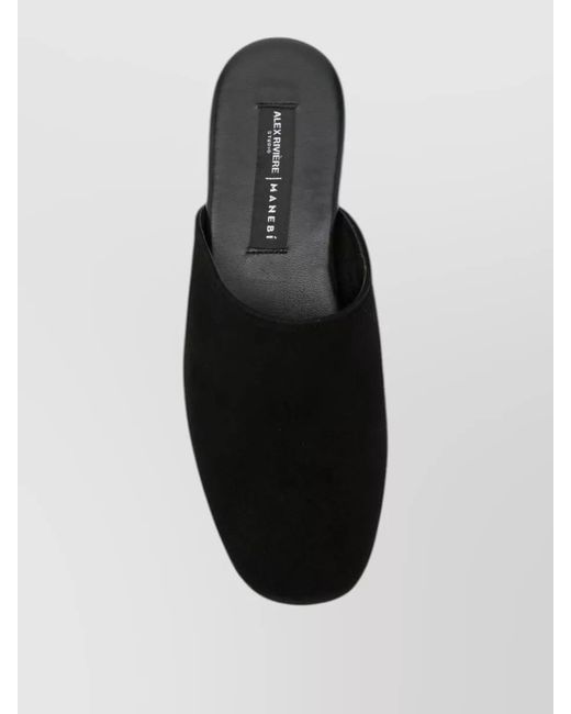 Manebí Black Suede Leather Flat Closed Toe Slippers
