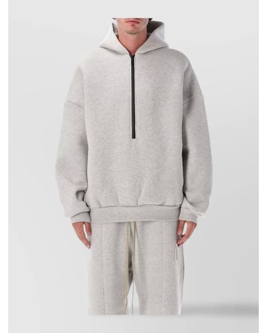 Fear Of God Gray Cotton-Blend Relaxed-Fit Half-Zip Hoodie for men