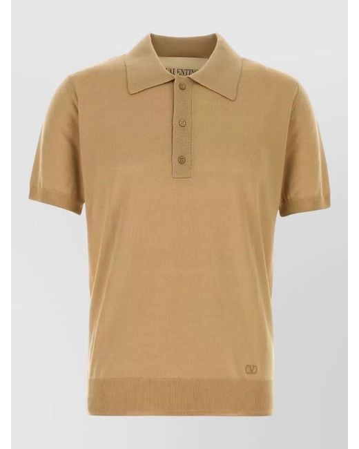 Valentino Garavani Natural Wool Polo Shirt Short Sleeves Collar for men