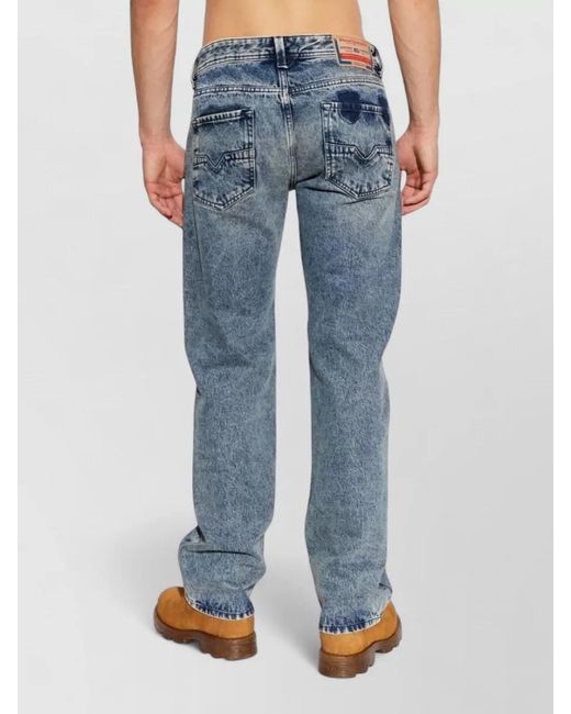 DIESEL Blue Straight Leg Denim Jeans Distressed Faded for men