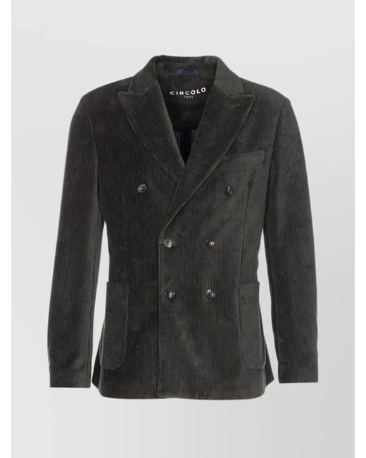 Circolo 1901 Black Suede Jacket With Button Detailing And Pockets for men