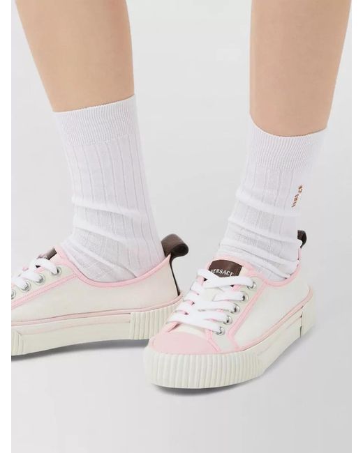 Versace White Canvas Low-Top Sneakers