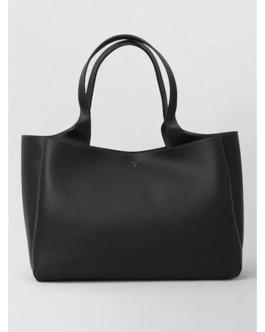 Tod's Black Medium Leather Tote Bag Top Handles