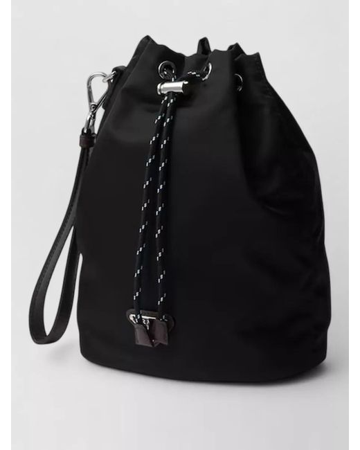 Prada Black Clutch Bag Adjustable Strap Metal Eyelets