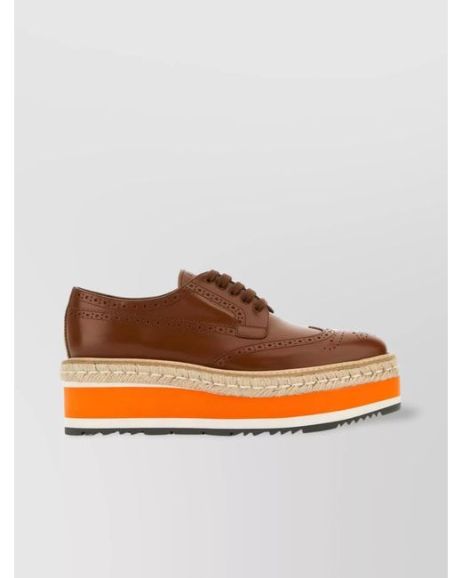 Prada Orange Leather Low-Top Sneakers