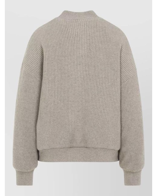 Brunello Cucinelli Gray Cashmere Bomber Jacket Relaxed Knitwear Style