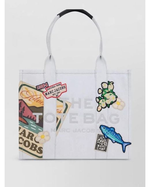 Marc Jacobs White Tote Bag Landscape Patches Top Handles