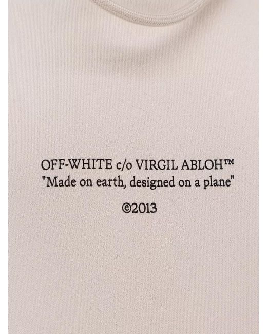 Off-White c/o Virgil Abloh Natural Cotton Hooded Sweatshirt Logo Front Print for men