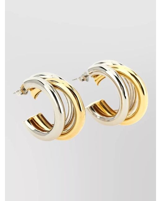 Rabanne Metallic Dual Tone Polished Triple Hoop Earrings