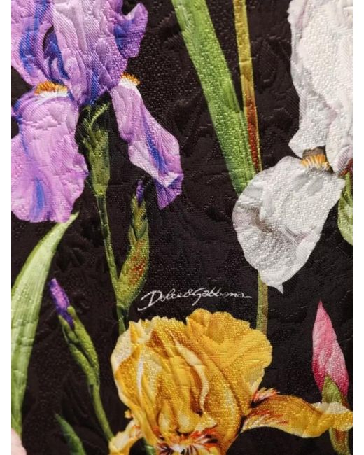 Dolce & Gabbana Brown Floral Brocade A-Line Knee-Length Dress