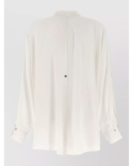 DI.LA3 PARI' Natural Bonton Shirt Bow Detail High Low Hem