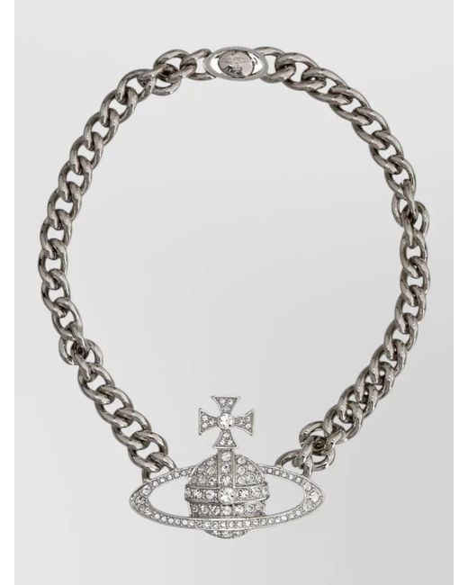 Vivienne Westwood Metallic Crystal-Embellished Chain Necklace