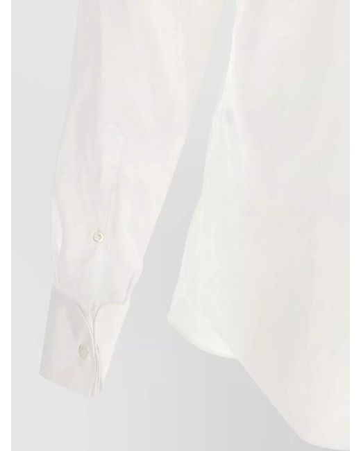 Finamore 1925 White Eduardo Shirt Buttoned Cuffs Pleated Front Collar for men