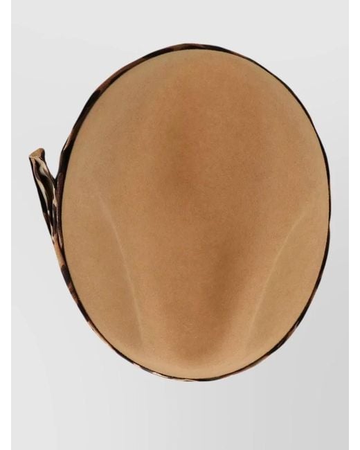 Fendi Multicolor Felt Hat Wide Brim Leopard Band