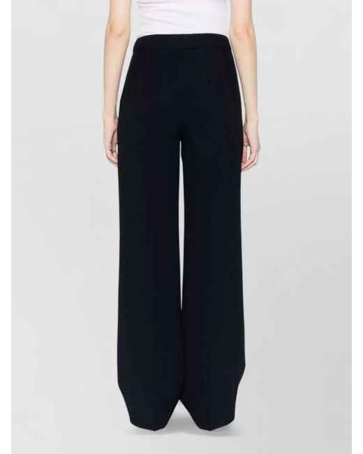 Via Masini 80 Blue High Waist Trousers Belt Loops Wide Leg