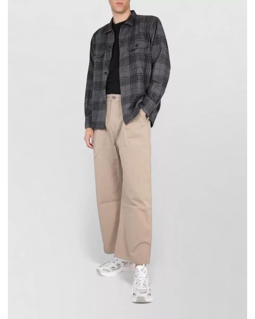 Universal Works Gray Checked Regular Shirt Chest Pockets Long Sleeves for men