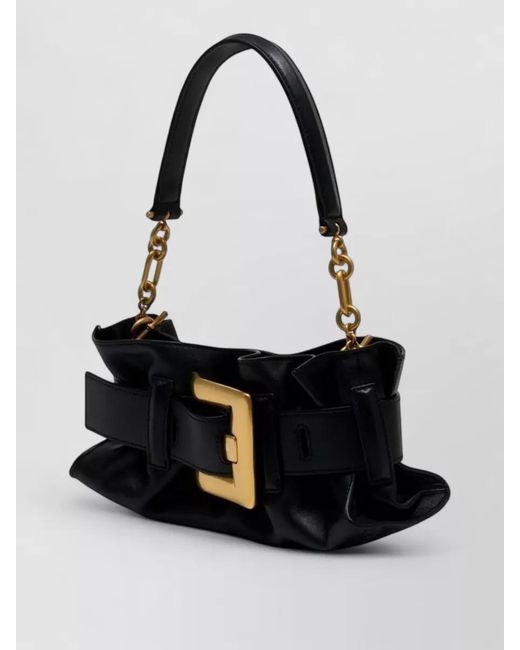 Balmain Black Anthem Mini Leather Shoulder Bag Buckle