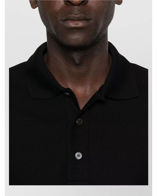 Lanvin Black Cotton Short-Sleeve Polo Shirt for men