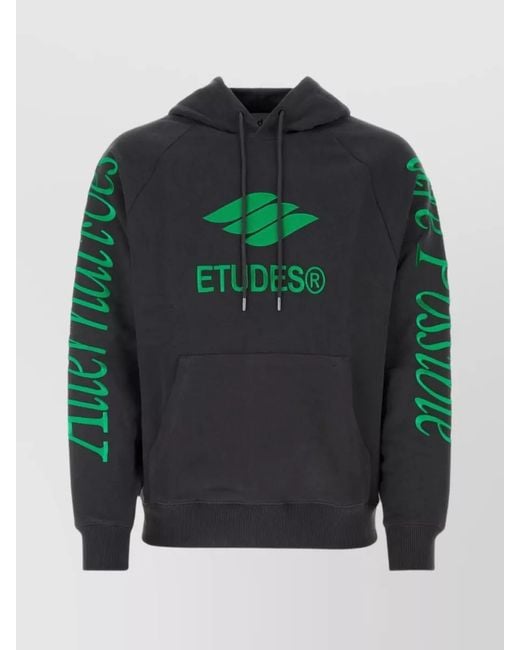 Etudes Studio Black Cotton Logo-Embroidered Hoodie for men