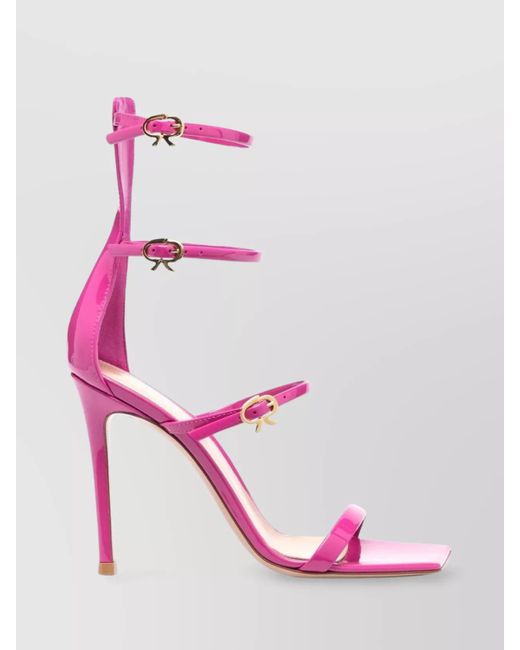 Gianvito Rossi Pink Ribbon Uptown Patent High Heel Sandals