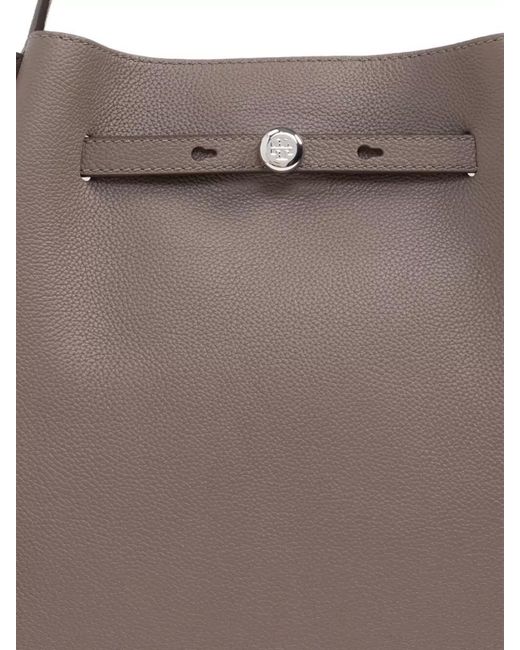 Tory Burch Natural Large Leather Bucket Bag With Adjustable Strap