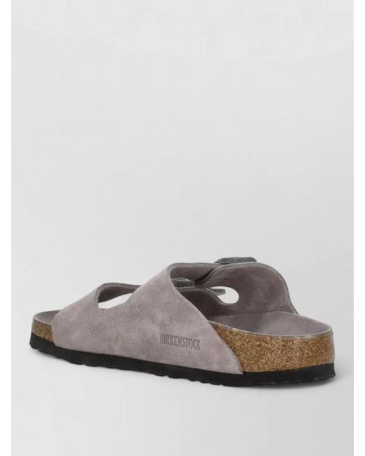 Birkenstock Gray Flat Suede Leather Sandals Open Toe